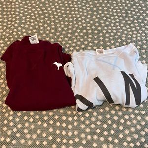 2 pink waffle long sleeve shirts